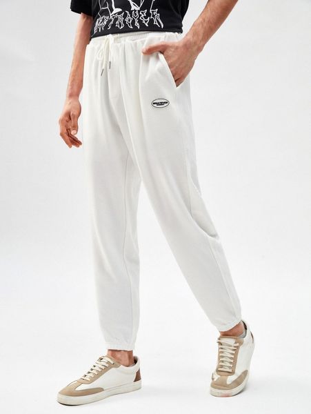 

men patched detail sweatpants z1um#, Black