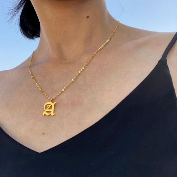

necklace women letter 24 pendant gold mens female stainless steel fashion choker jewelry neck necklaces, Silver
