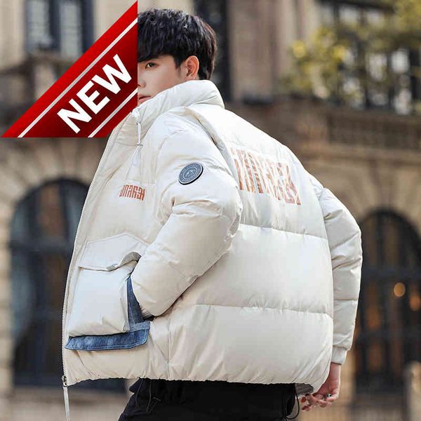 

casual winter 90% white duck down jacket shiny men's hooded parkas outwear thick warm coats male waterproof clothes, Black