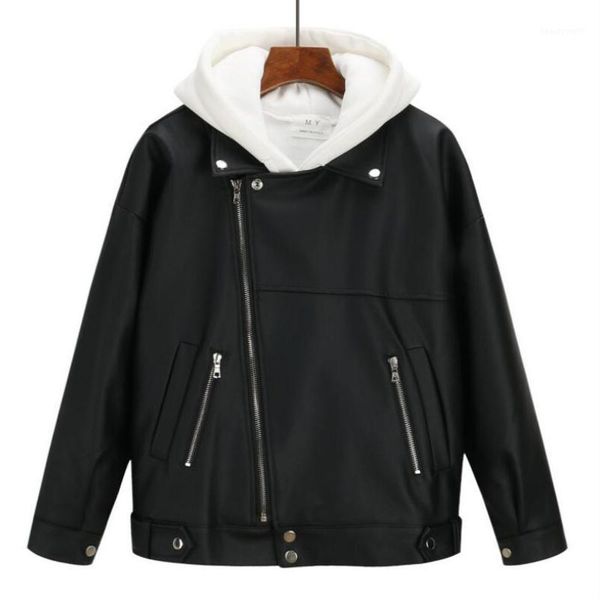 

autumn winter women leather jacket super cool korean style motorcycle artificial black lapel coat women's & faux