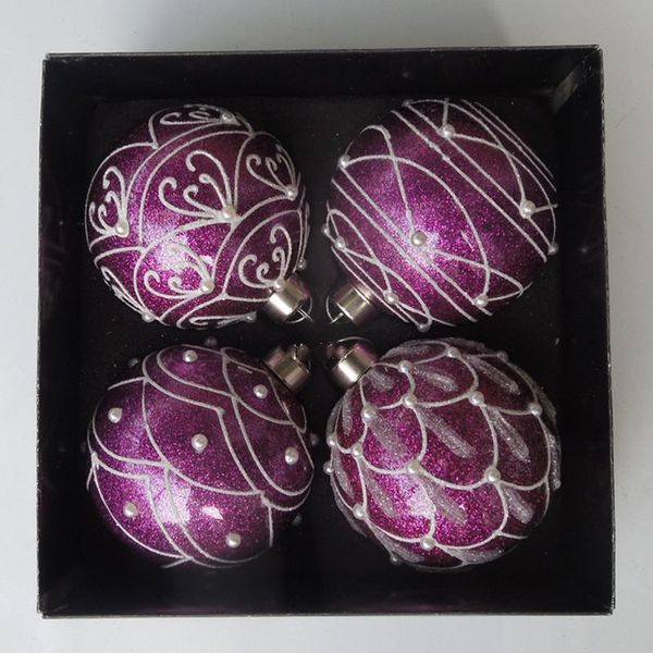 

christmas decorations 4pcs/pack diameter=8cm small size purple series glass ball pendant home decoration tree hanging globe