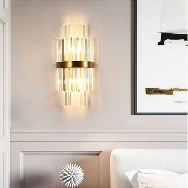 

wall lamp postmodern light luxury crystal creative personality living room bedroom bedside simple aisle