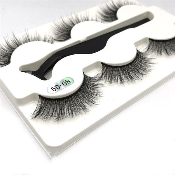 

pairs fashion false eyelashes with eyelash tweezers cross messy soft fake beauty makeup essential tools1