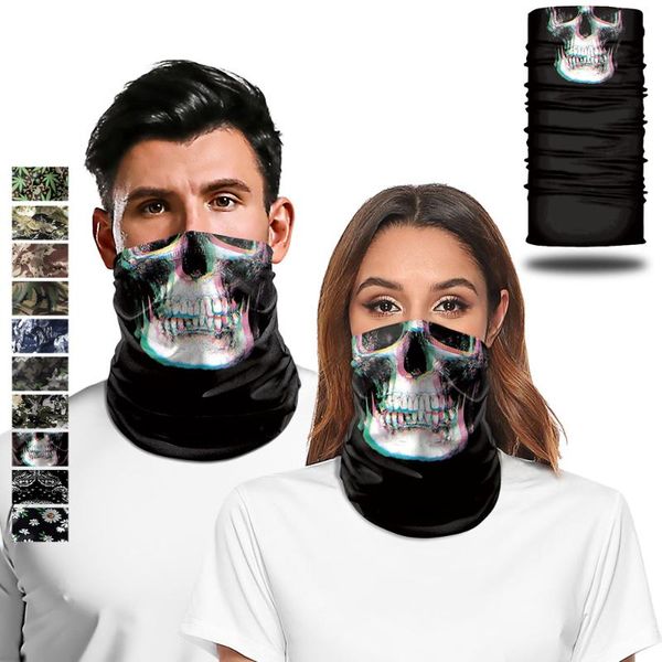 

multifunction men women print scarf fashion bandana neck warmer gaiter cycling fishing balaclava breathable headband face mask caps & masks, Black