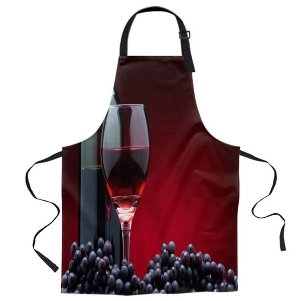 

aprons red wine grape fruit printed kitchen cooking baking canvas sleeveless for women man kids home delantal cocina