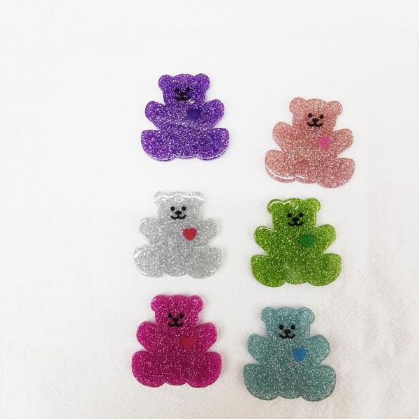 

charms 50pieces 35mm korea diy acrylic flatbase candy heart bear small pendant charm for woman earring chain jewelry accessories 2021, Bronze;silver