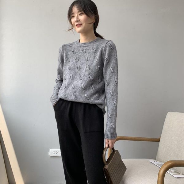 

women's sweaters rziv autumn and winter sweater casual solid color round neck long sleeve loose, White;black