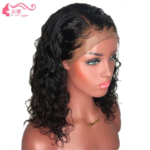 

lace front women's black small wave curly hair lexin wig headgear, Black;brown