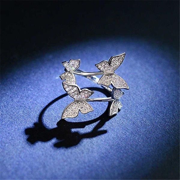 

wedding rings fashion beautiful butterfly white ring women's adjustable size silver color gold, Slivery;golden