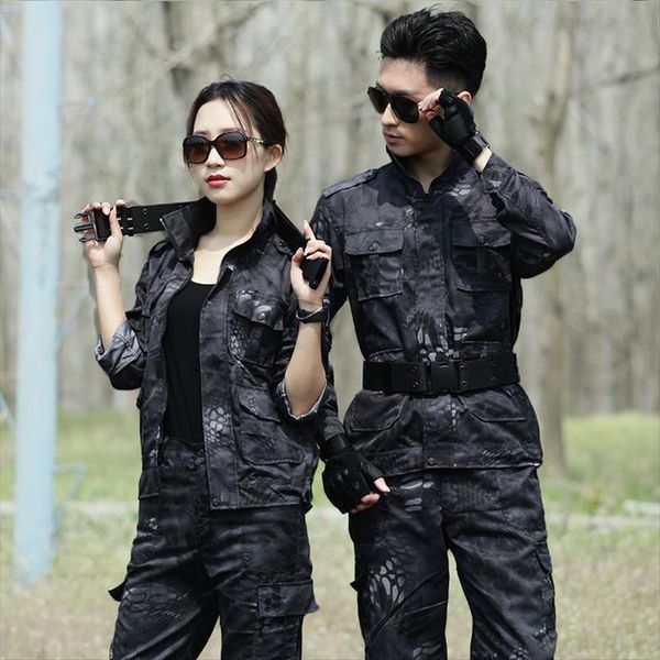 

qiu dong black python lines mens tracksuit camouflage special operations combat uniform men and women wear breathable military, Gray