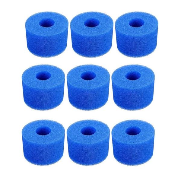

pool & accessories 9 pack swimming filter foam cartridge, reusable washable sponge cleaner for pool,compatible intex