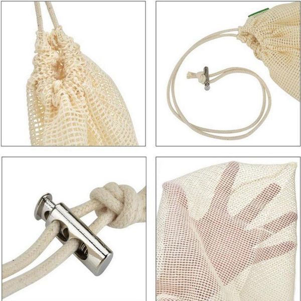 

storage bags cotton mesh vegetable produce bag reusable fruit drawstring kitchen with h8f2