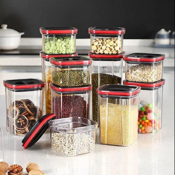

storage bottles & jars whole grains sealed jar transparent plastic nut tea kitchen spice snack food grade box