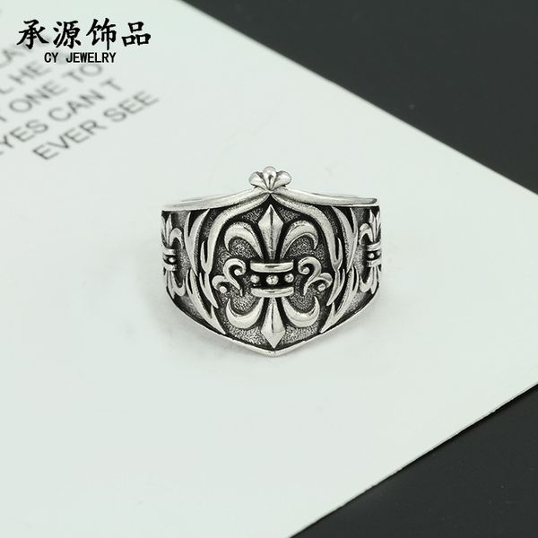 

crowe crusader thai silver wide ring for men and women, Golden;silver