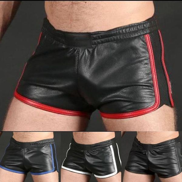 

men's shorts lamb leather gym sports, White;black