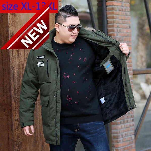 

new fashion men long style down jacket large obese thick inner plus veet casual size -10xl11xl12xl13xl, Black