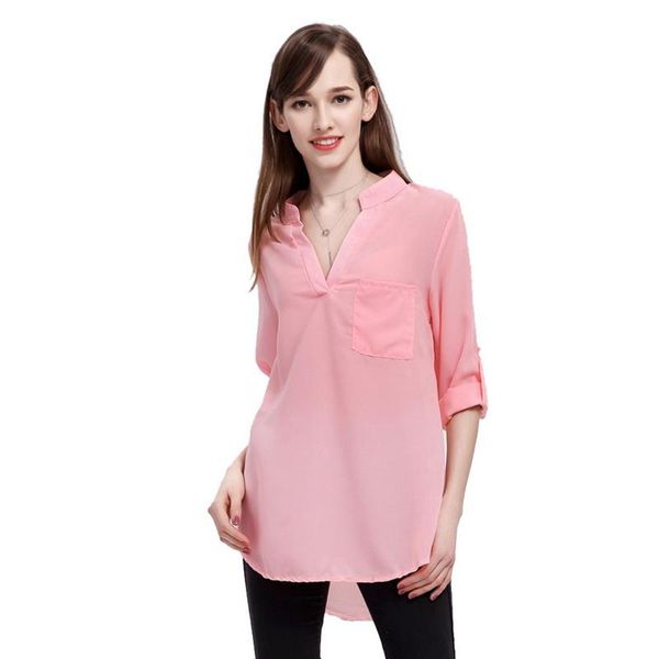 

plus size chiffon casual womens and blouses harajuku autumn blouse shirt women v-neck shirts blusa feminina blusas s-5xl women's &, White