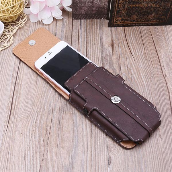 

thinkthendo men waist belt bum bag phone flip pockets leather cards holder case bags designer