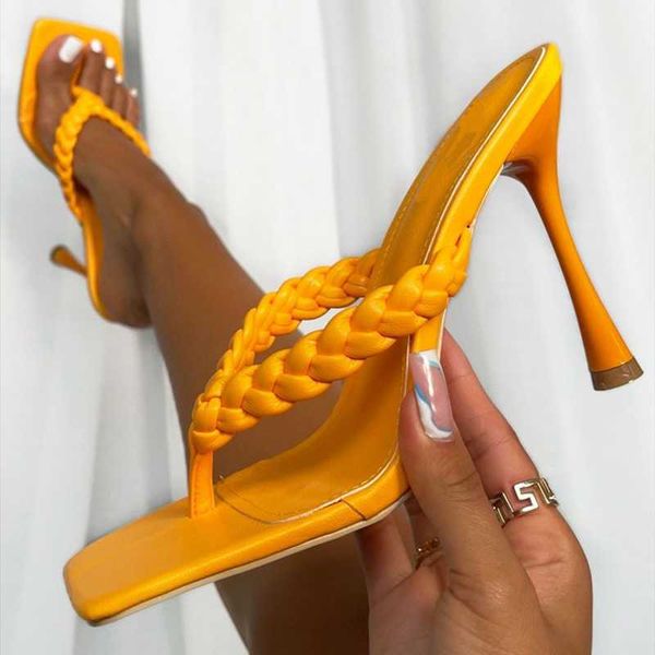 

sandals fresh clip open toe high heel shoes women summer outdoor slip on slippers braiding strap flip flops, Black
