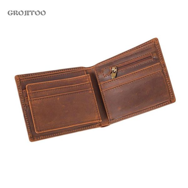 

crazy horse leather wallet men's casual clutch wallets, Red;black