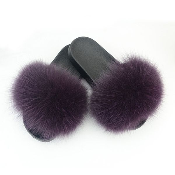 

fashion women fashion style fur slides peach brand fur slippers, Black