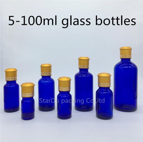 

storage bottles & jars 5ml 10ml 15ml 20ml 30ml 50ml 100ml blue glass bottle, vials essential oil bottle with decorative pattern cap 200pcs/l