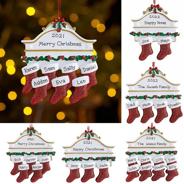 Calzini natalizi personalizzati fai-da-te Decorazione Artigianato in resina Simpatici calzini creativi Ciondolo Ornamento per la casa di famiglia