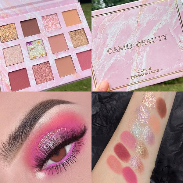 

colors marble glitter eyeshadow pallete waterproof long-lasting matte pink eye shadow makeup palette cosmetic pigment