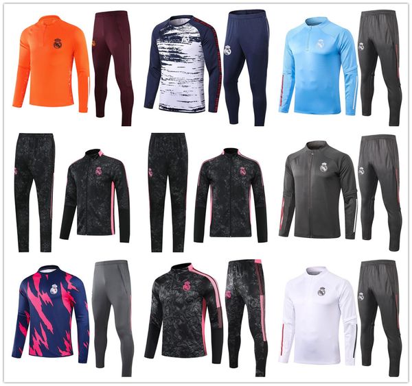 

22 20 21 mens soccer tracksuit madrid real full zipper jacket 2021 2022 madrid half zip football tracksuit training suit survetement foot, Black