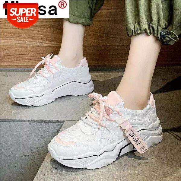 

2021 autumn women chunky sneakers fashion women's vulcanize shoes round head breathable lace up platform casual dad #xs5c