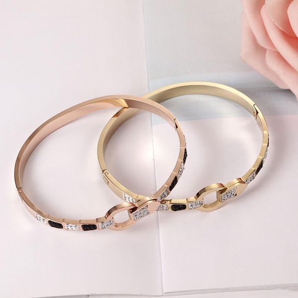

bangle tb-100 black and white diamond belt bracelet women fashion temperament cross