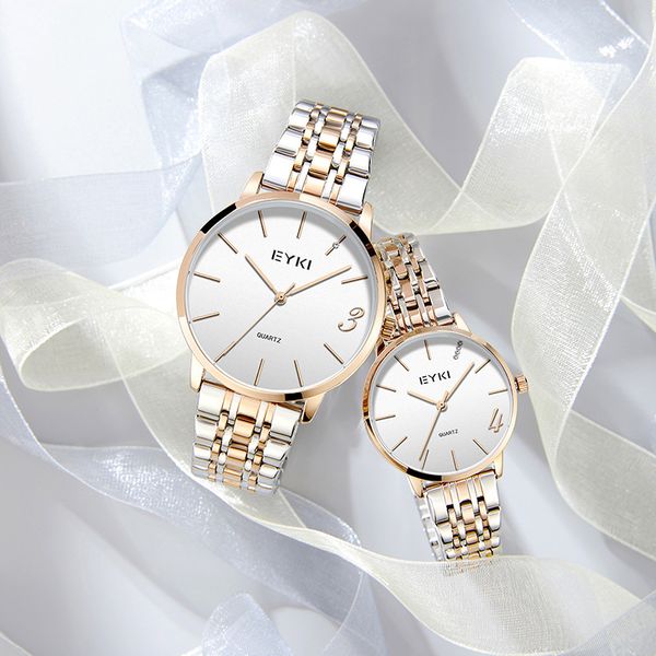 

iqi's new 1314 couple a pair of men's and women's fashion personality waterproof simple student net red quartz watch, Slivery;brown