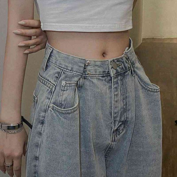 

elegant straight tube loose mop womens jean high waist drop feeling soft denim wide leg pants summer thin, Blue