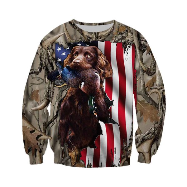 

hound hunter men's 3d printing hoodie visual impact party punk gothic round neck american sweater hoodie, Black