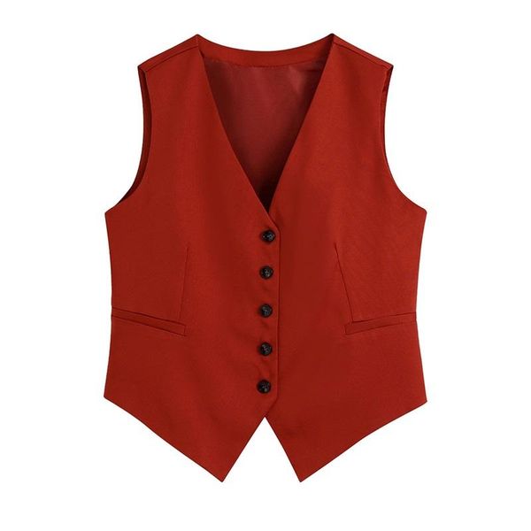 

women's vests women 2022 fashion solid color office wear waistcoat vintage sleeveless welt pockets female outerwear veste streetwear, Black;white