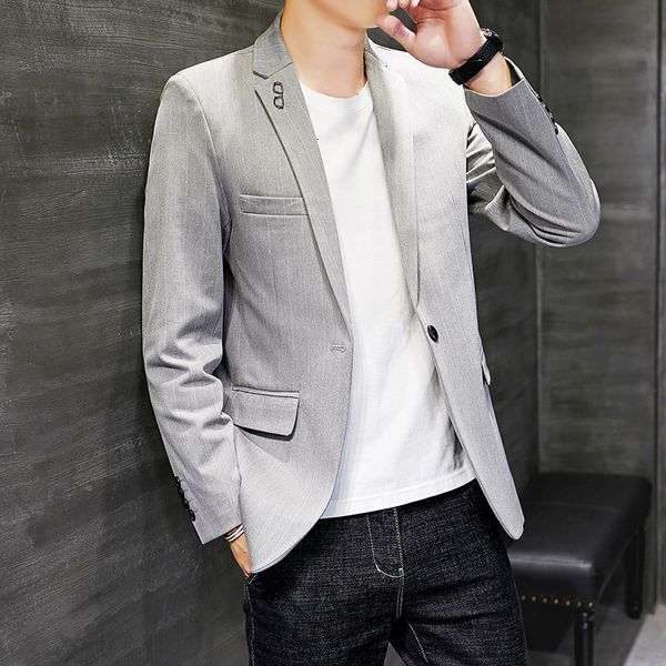 

light 2021 spring men's casual bus trend slim small suit coat men, White;black
