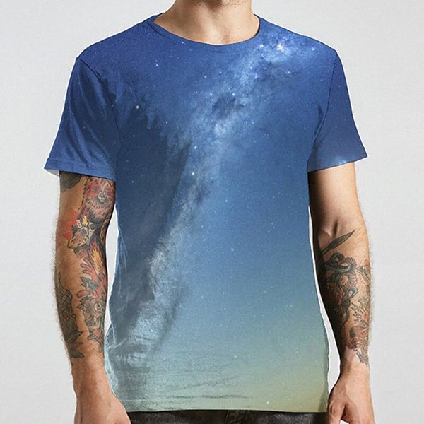 

men's tee t shirt 3d print galaxy graphic prints plus size round neck casual daily print short sleeve basic designer big and tall blue, White;black