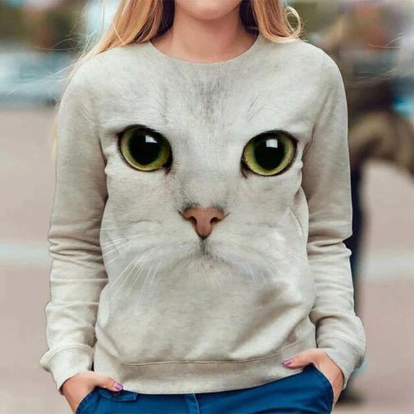 

women's hoodies & sweatshirts cute cats printed sweatshirt autumn winter long sleeve o neck women female pullover vintage street style, Black