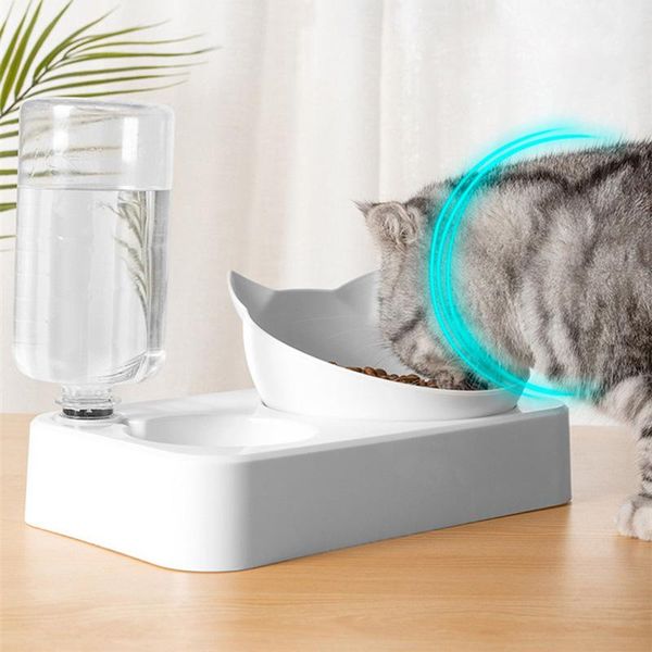 

pet bowl automatic cat water dispenser 15 degrees tilted dog bowls neck protection feeder for dogs cats feeding pets supplies & feeders