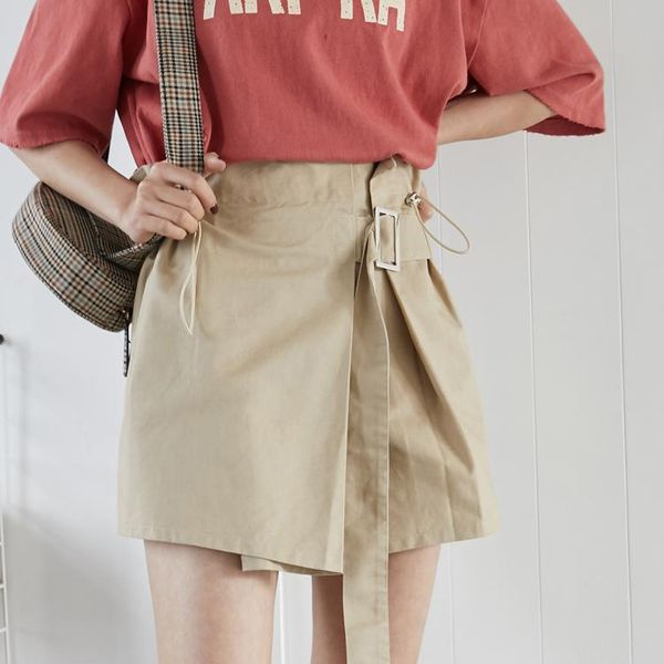 

women cargo skirts sashes solid ladies short skirt 2021 summer black khaki bottom female jupe