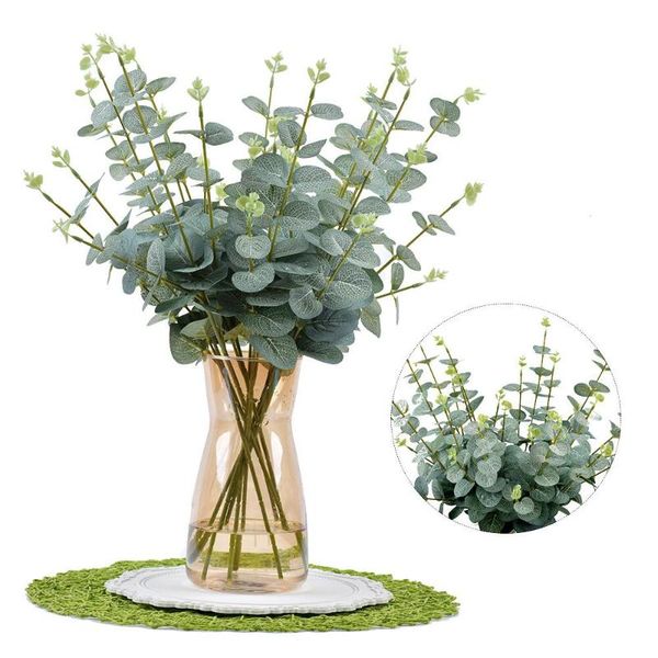 

decorative flowers & wreaths artificial plants eucalyptus leaves branch bouquet wedding home garden decor fake jungle party christmas decora