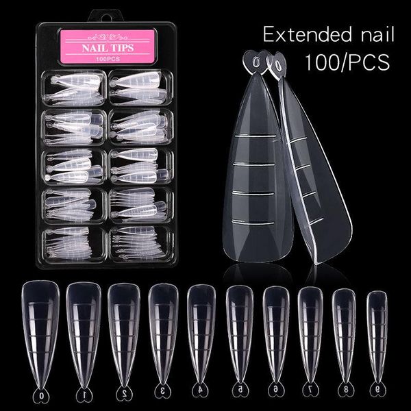 

nail art full cover sculpted tips fake finger polish extension quick building mold false manicuring tools set nails, Red;gold