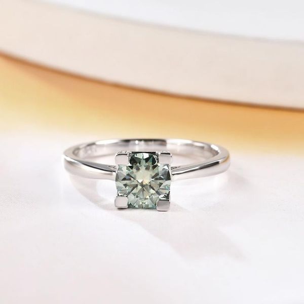 

cluster rings gem's ballet 925 sterling silver for women 1.0ct 6.5mm green moissanite promise engagement anniversary fine jewelry, Golden;silver