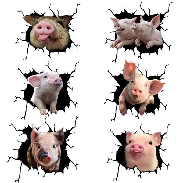 

wall stickers 583a cute pig crack 3d window three-dimensional car glass clings