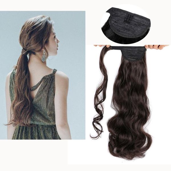 

synthetic wigs band ponytail clip wig natural swing in wave hair headwear, Black