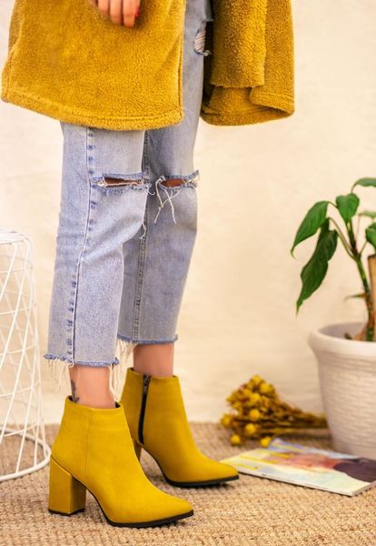 

boots sultan 005 suede leather ankle boot side zipper mustard high block heel comfort quality casual classic booty shoe for women 2021, Black