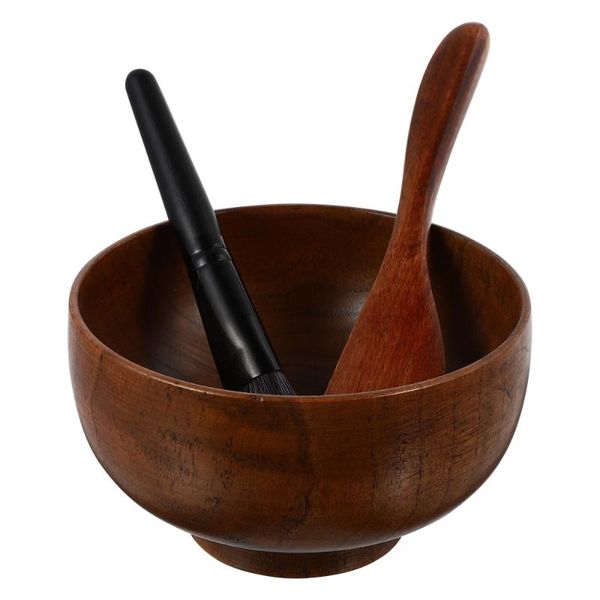 

storage bottles & jars 1 set home diy mask bowl brush wooden tool portable