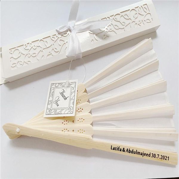 

party favor 50 pcs/lot personalized luxurious silk fold hand fan in elegant laser-cut gift box +party favors/wedding gifts+printing