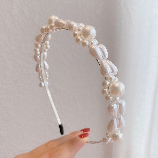 

1qz bowknot pearl b korean version sweet versatile ins net red fashion headdress bandbutterfly hair hairpin simple headbands, Silver