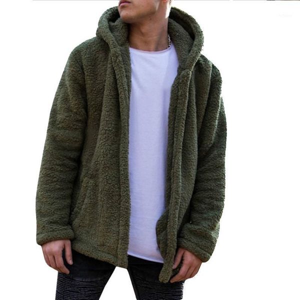 

men's jackets 2021 classic men solid color fleece hooded jacket spring autumn loose warm pocketed outwear large size outside casual coa, Black;brown